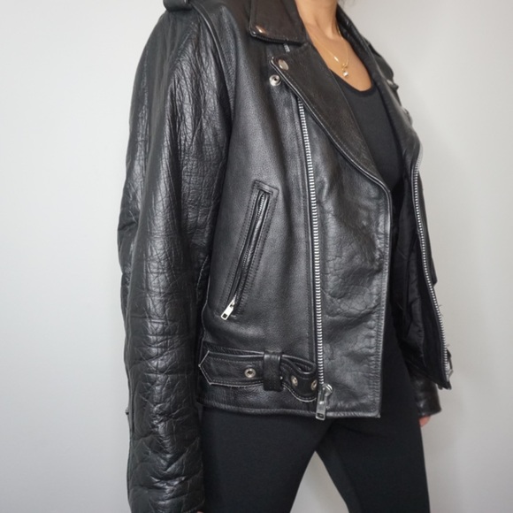 Vintage heavy duty leather moto jacket - Picture 3 of 4